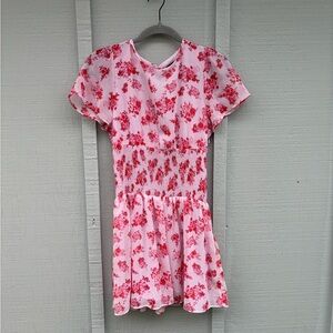 Zara Pink and Red Floral Sun Dress